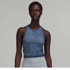 Lululemon | Ebb to Street Cropped Tank Distorted Noise Mineral Blue Size 2